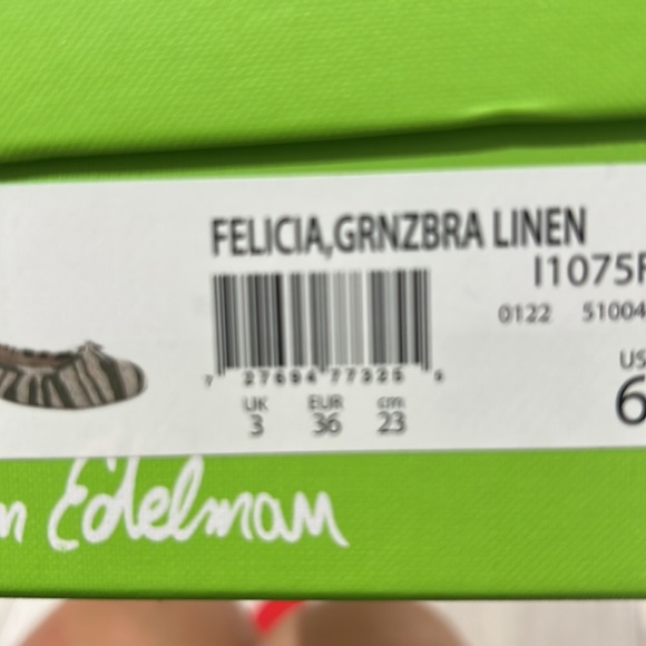 Sam Edelman Felicia green zebra linen ballet flats size 6 - Picture 8 of 8